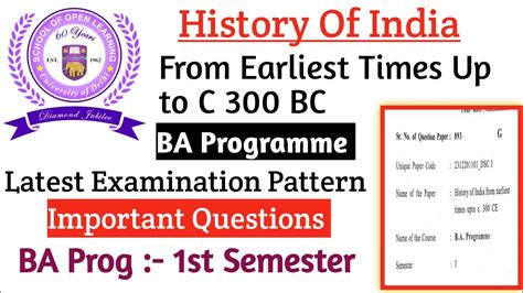 History Of India From Earliest Times Up To C Bc Question Paper L Ba