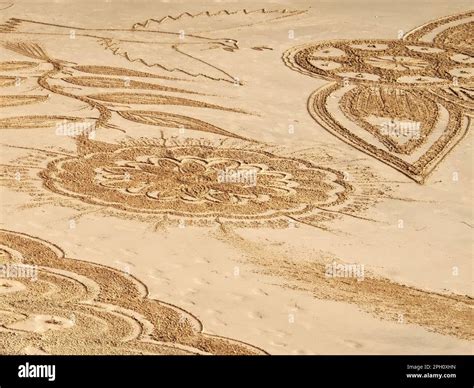 Beautiful Beach Sand Mandala In Albufeira In Portugal Praia Maria Luisa