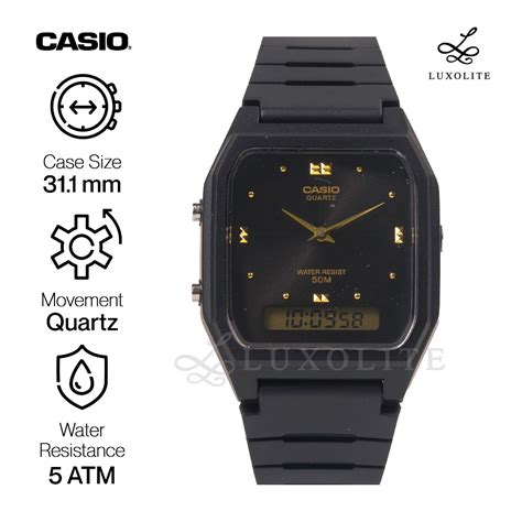 Luxolite Casio Aw He Avdf Black Resin Band Analog Digital Dual