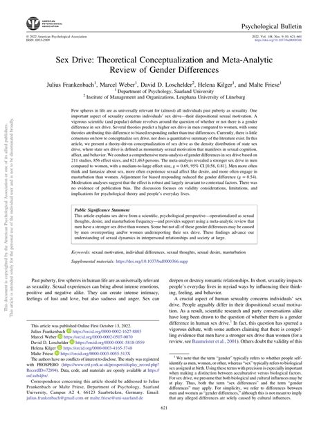 Sex Drive Theoretical Conceptualization And Meta Analytic Review Of