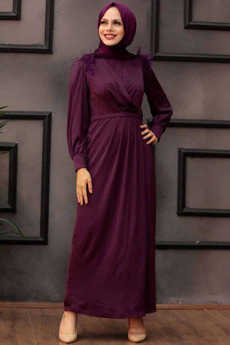 Plum Color Hijab Evening Dress Mu Neva Style