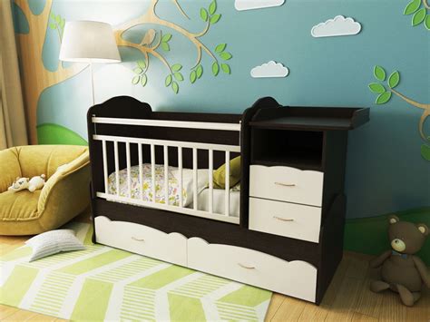 Детская кроватка-трансформер Ecobaby Алиса, кроватка для новорожденных ...