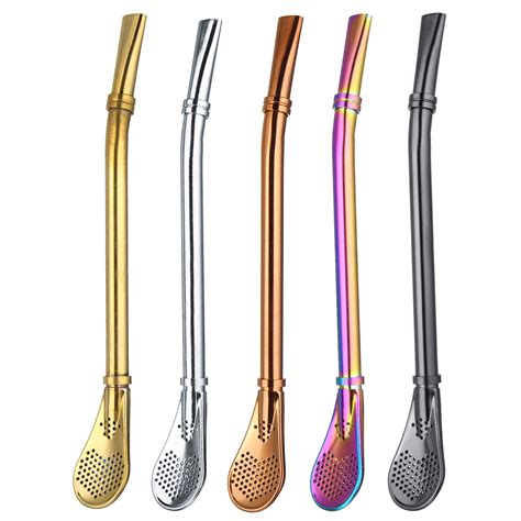 3 In1 Multi Function Environment Friendly Lightweight Stainless Steel Metal Drinking Straw