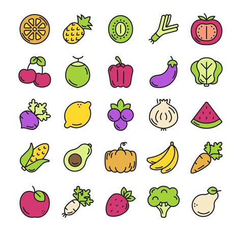 25 Free Fruit And Vegetable Icons Ai