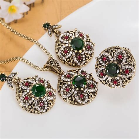 Colorful Turkish Jewelry Sets Fashion Women Vintage Necklace Earring