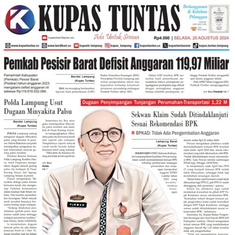 Kupas Tuntas Surat Kabar Harian Kupas Tuntas Edisi Selasa 20 Agustus