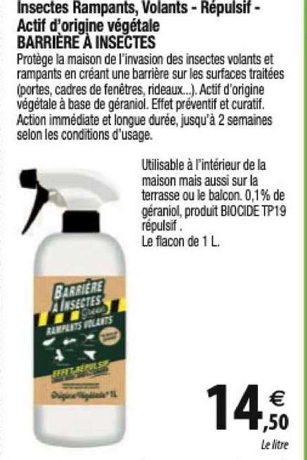 Promo Insectes Rampants Volants Répulsif Actif D origine Végétale