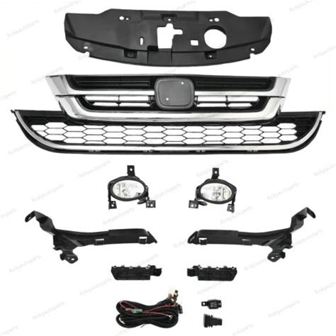 For Cr V Crv Bumper Upper Lower Chrome Grille Fog Light Kit