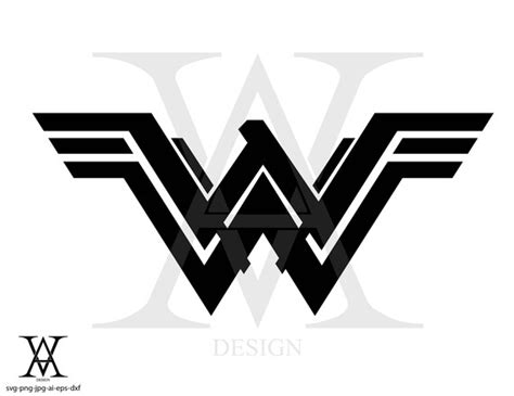 Wonder woman logo silhouette clipart. INSTANT DOWNLOAD | Etsy