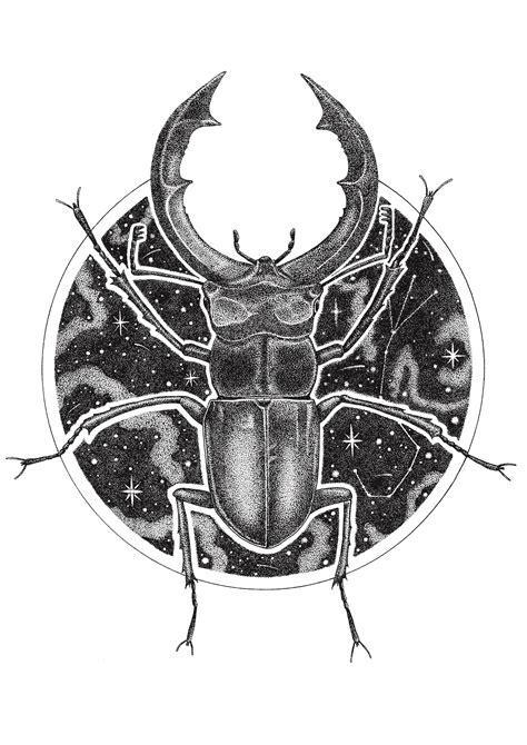 Space Beetle Ink Stippling A4 Rart