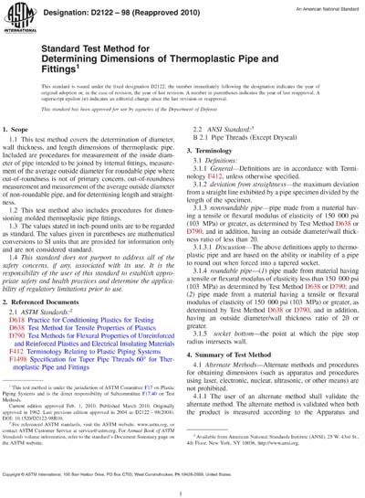 ASTM D2122 98 2004 Standard Test Method For Determining Dimensions