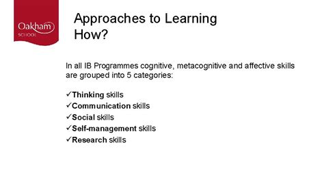 Approaches To Teaching And Learning In The IB