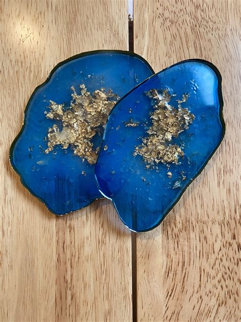 Blue Resin Coasters Etsy