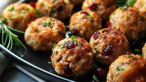 Cranberry & Turkey Stuffing Balls - recipe maestro