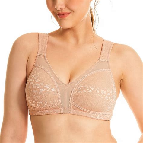 Deyllo Womens Wirefree Non Padded Plus Size Full Coverage Minimizer Bra Pink 46h