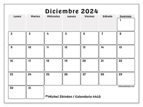 Calendario Diciembre 2024 44 Michel Zbinden ES