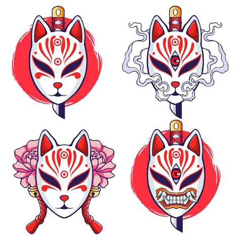 Premium Vector Vector Japanese Anbu Mask Vector Set