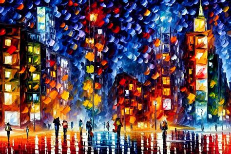 A Beautiful Painting Of New York At Night By Leonid Stable Diffusion