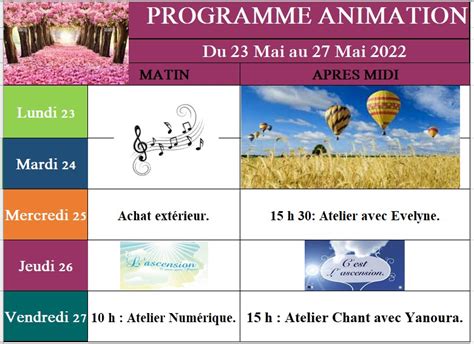 Animations De La Semaine Du Au Mai Ehpad Fondation Grimaud