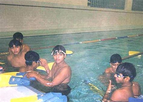 Deepak Chougule Vinayak Mane And Parthiv Patel In The Swimming Pool In