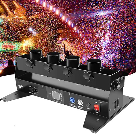 UPIKIT 4 Shot Electric Confetti Machine Wedding Confetti Cannon DMX