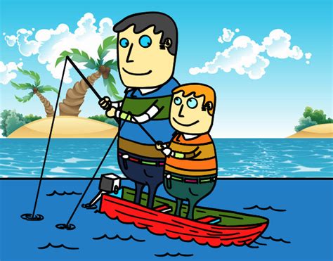 Dibujo De Padre E Hijo Pescando Pintado Por En Dibujos Net El D A