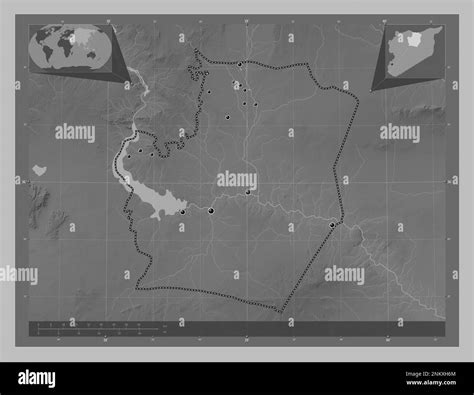 Ar Raqqah Province Of Syria Grayscale Elevation Map With Lakes And