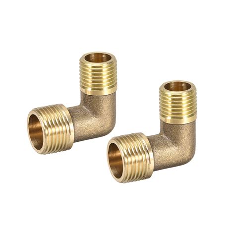 Brass Pipe Fitting 90 Degree Elbow G1 4 Male X G3 8 Male 2pcs