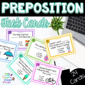 Preposition Task Cards Activity Prepositional Phrases ELA Center