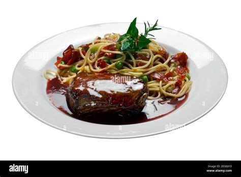 Filet Mignon With Pasta Stock Photo Alamy