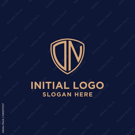 Initial Dn Logo Template Shield And Gold Logo Vector Stock Vector