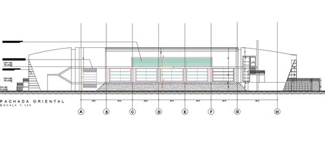 Olympic Swimming Pool Building Rear Elevation Design Download DWG File ...