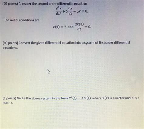 Solved 25 Points Consider The Second Order Differential