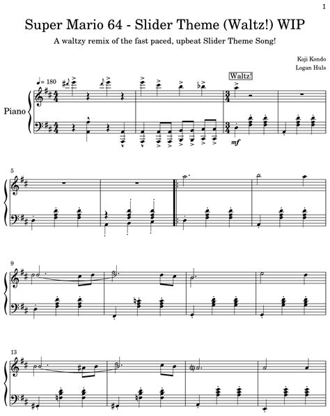 Super Mario 64 Slider Theme Waltz Wip Sheet Music For Piano