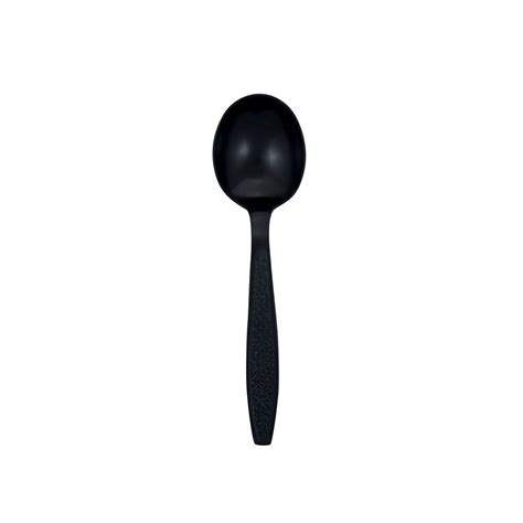 Heavy Weight Polystyrene Unwrapped Soup Spoon Black Per Case