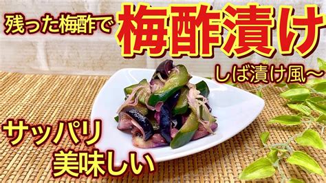 しば漬け風～きゅうりとナスとミョウガの赤梅酢漬けの作り方♪梅干しの副産物赤梅酢と赤紫蘇を再利用して簡単に1日で漬かります。暑い時サッパリ頂けて