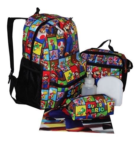 Kit Mochila Mario Bros Infantil Juvenil Aulas Costas Parcelamento Sem