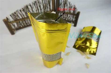 Wholesale X Cm Stand Up Gold Aluminum Foil Ziplock Non Woven Bags