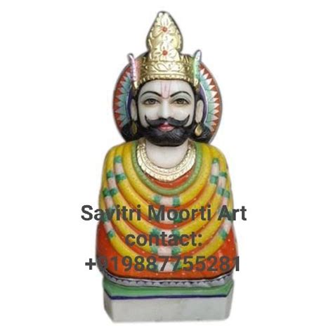 White Painted Marble Khatu Shyam Statue For Worship Size Inches