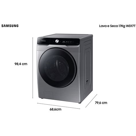 Lava E Seca Samsung 17Kg WD17T Smart Inox 220V