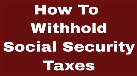 How To Withhold Taxes On Social Security Benefits Youtube