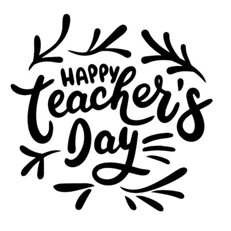 Premium Vector Happy Teachers Day Text Banner Hand Drawn Vector Art