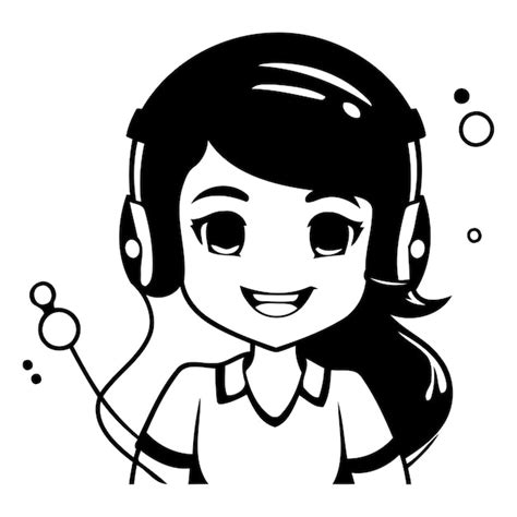 Premium Vector Girl Listening To Music With Headphones Vector Illustration