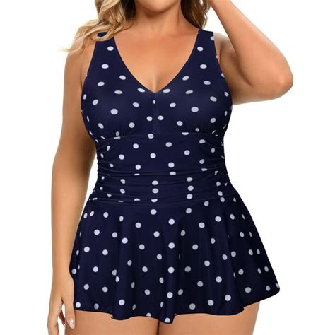 Rivelino Womens Plus Size One Piece Swimdress Tummy Control Bathing