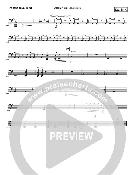 O Holy Night Trombone Tuba Sheet Music Pdf Praisecharts Band Arr