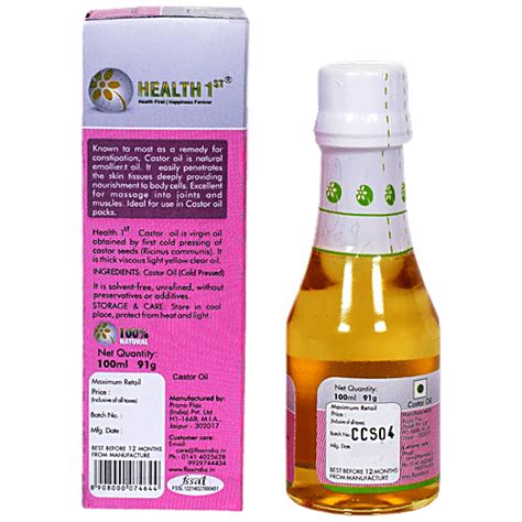 Buy Health 1st Cold Pressed Castor Oil 100 Ml Online At Best Price Of