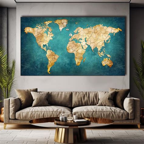 Tableau Carte Du Monde Murale Coloré - La Carte Du Monde, tableau carte ...