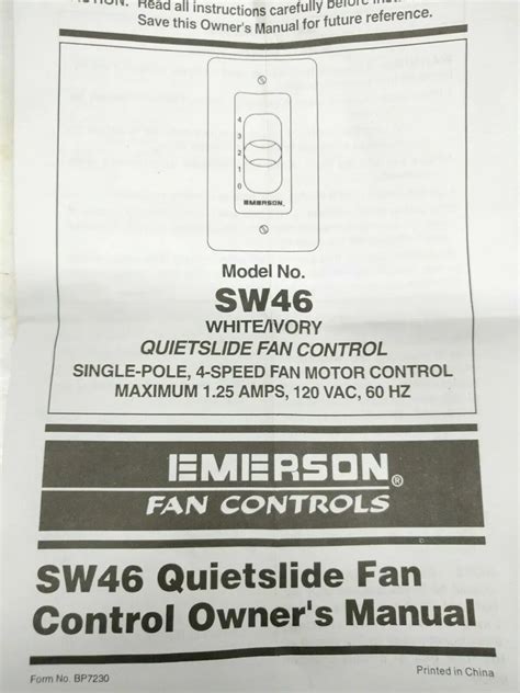 Emerson Ceiling Fan User Manual Shelly Lighting