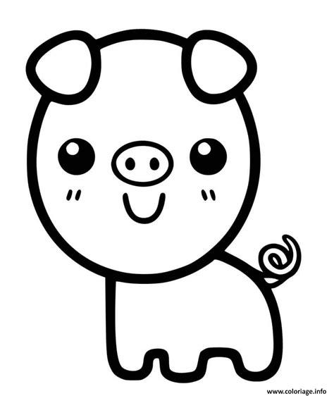 Coloriage Cochon Kawaii Adorable Jecolorie