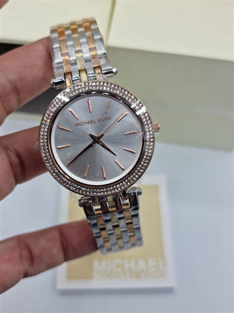 Michael Kors Darci Silver Dial Two Tone Stainless Steel Strap Watch For Women